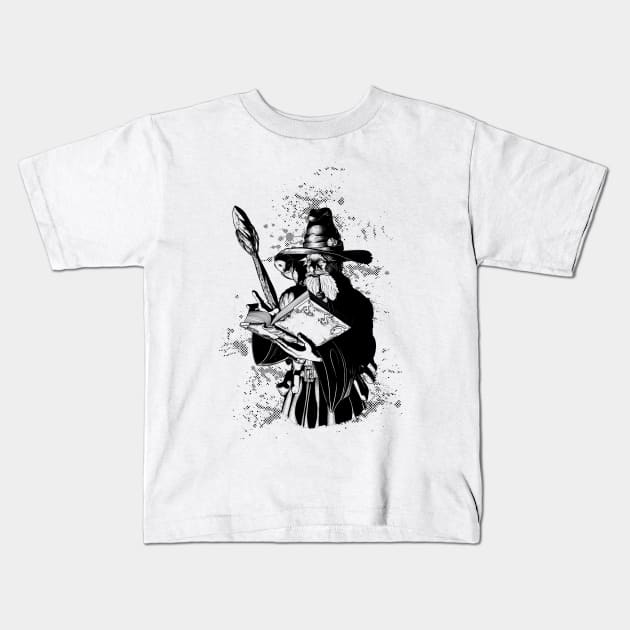 Wizard Black & White Kids T-Shirt by SimonBreeze